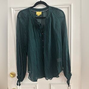 Maeve Blue Green Geometric Blouse